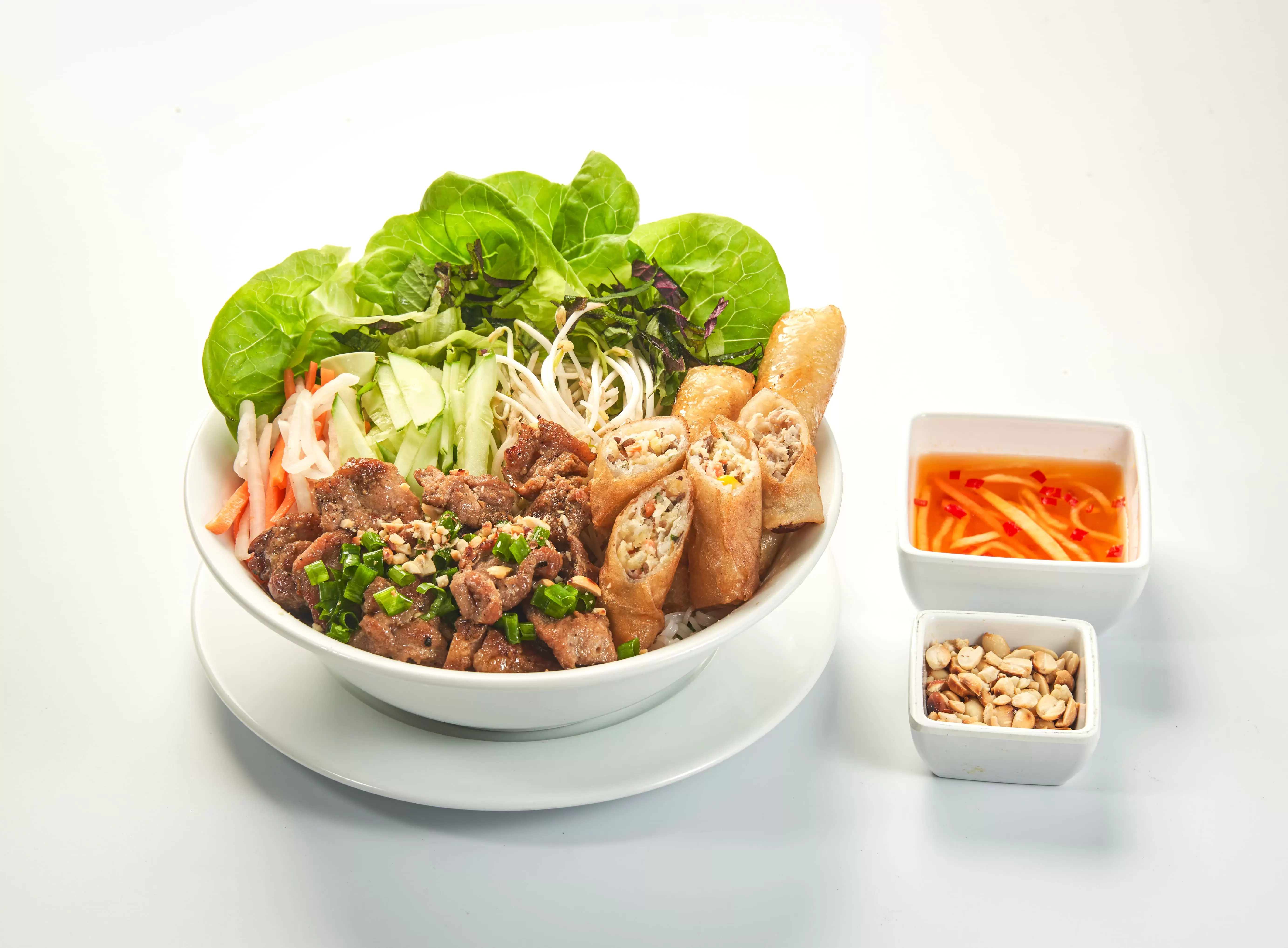 35. GRILLED PORK & EGG  ROLLS VERMICELLI -Bún Thịt Nướng, Chả Giò